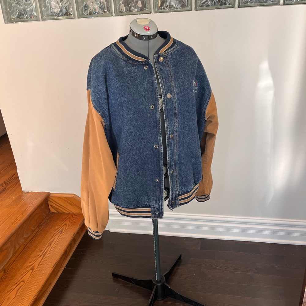 Port Authority Blue and Tan Bomber Jacket